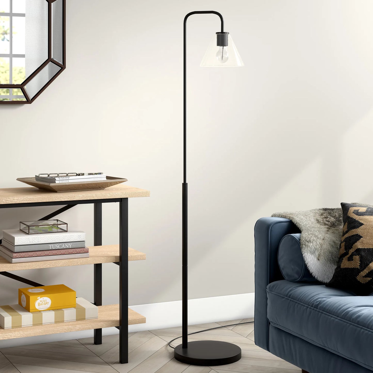 Modern LED Floor Lamp Black Arc Design