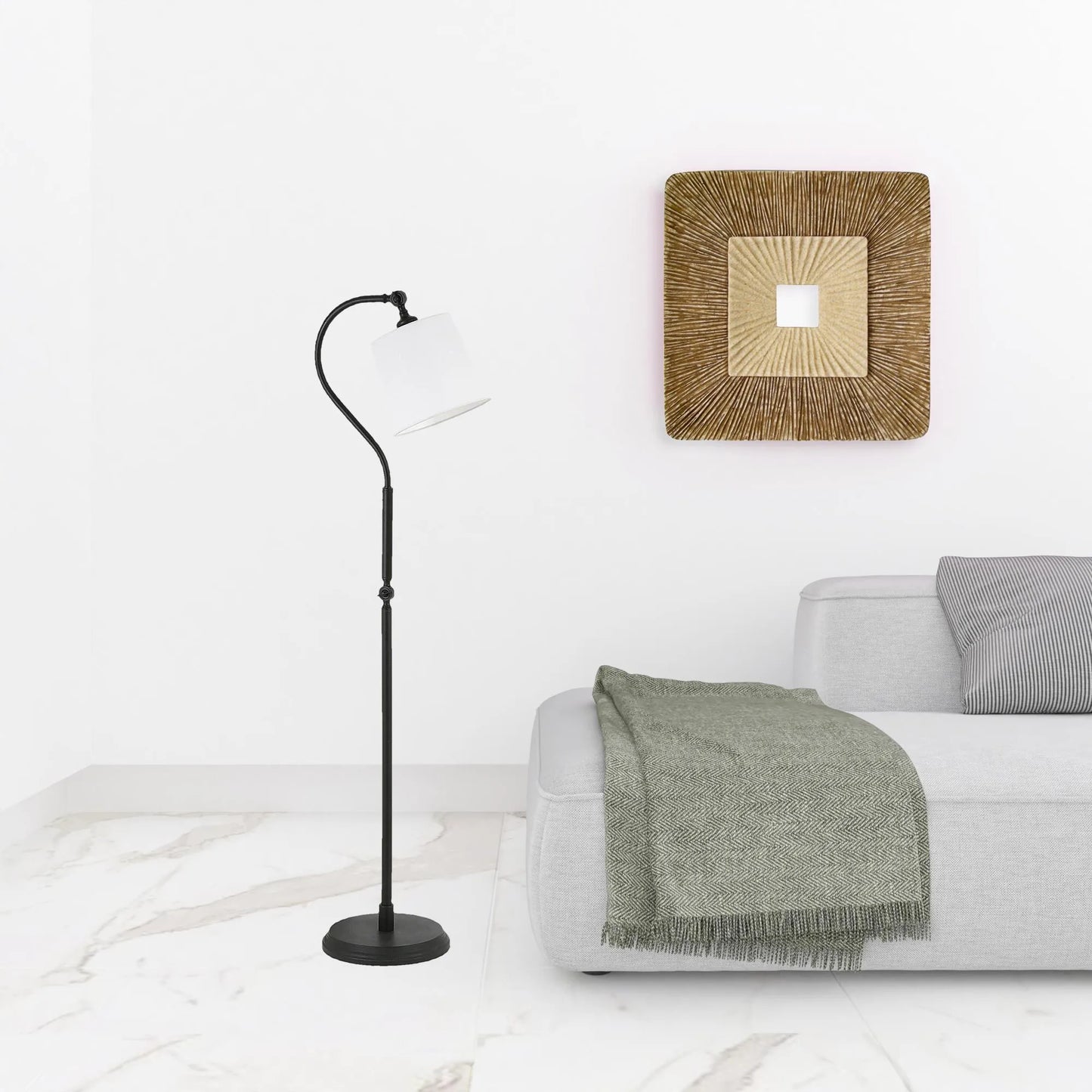 Luxury Black Arched Floor Lamp with Frosted Shade