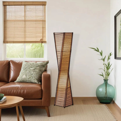 Brown & White Peacock Torchiere Lamp