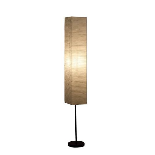 Industrial Black LED Floor Lamp with Paper Shade