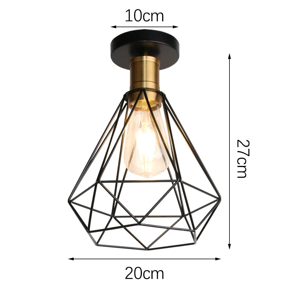 Retro Metal Semi-Flush Ceiling Light Fixture