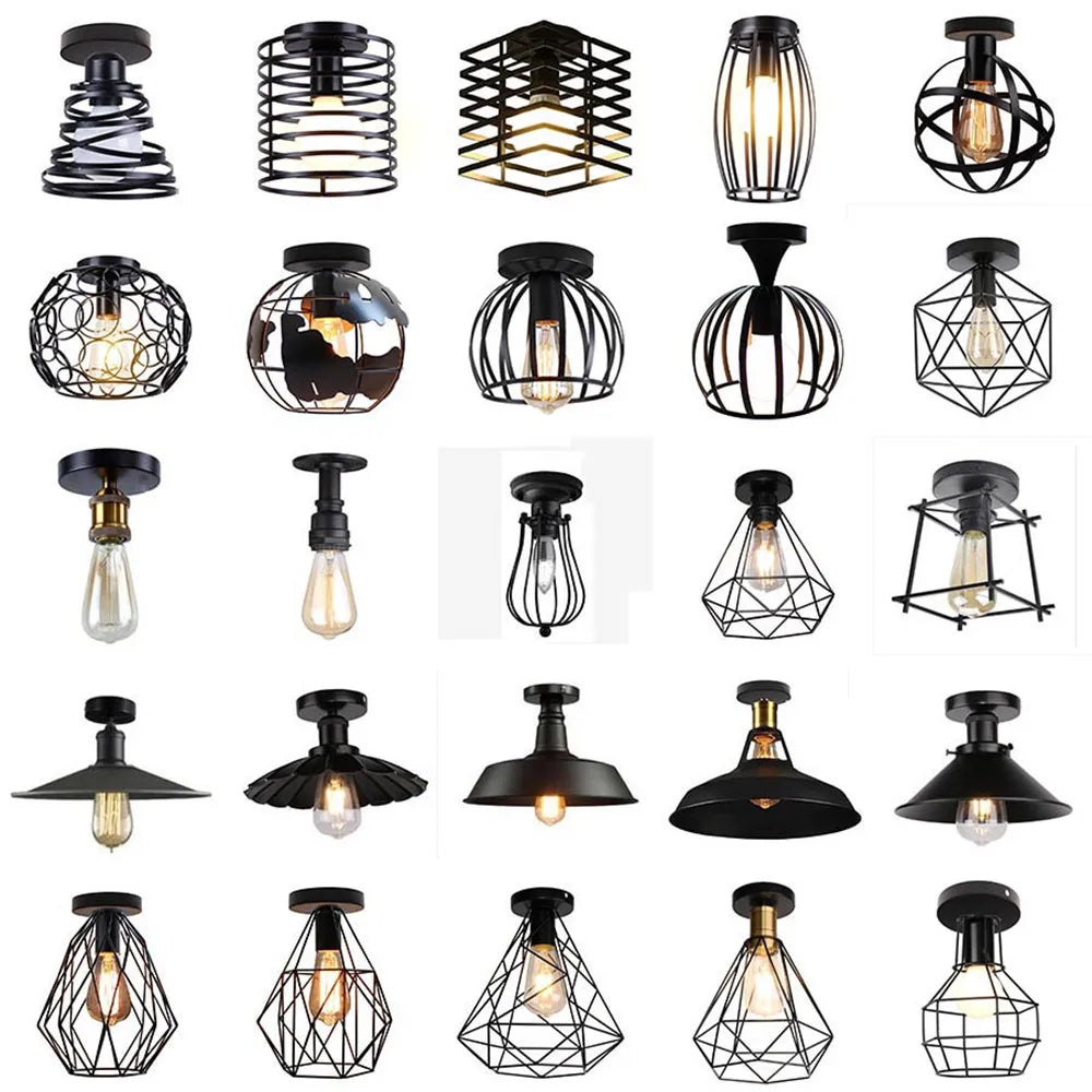 Retro Metal Semi-Flush Ceiling Light Fixture