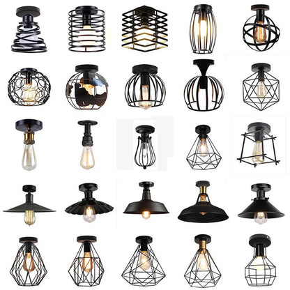 Retro Metal Semi-Flush Ceiling Light Fixture