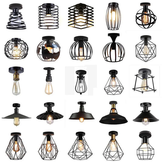 Retro Metal Semi-Flush Ceiling Light Fixture