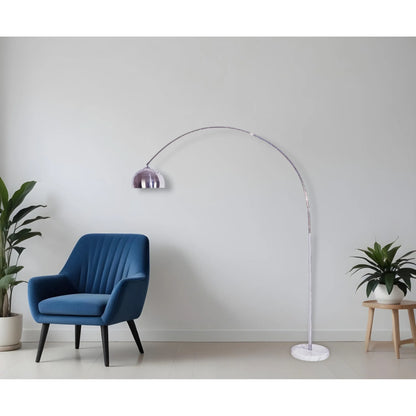 White Metal Arched LED Floor Lamp