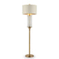 Gold Column LED Floor Lamp Off-White Metal Drum Shade