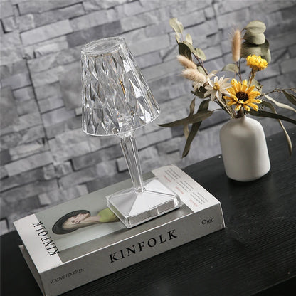 Diamond Glow: USB Rechargeable Touch Table Lamp