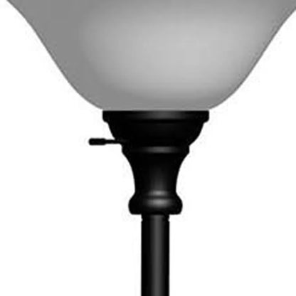 Black Torchiere Floor Lamp with Glass Dome Shade