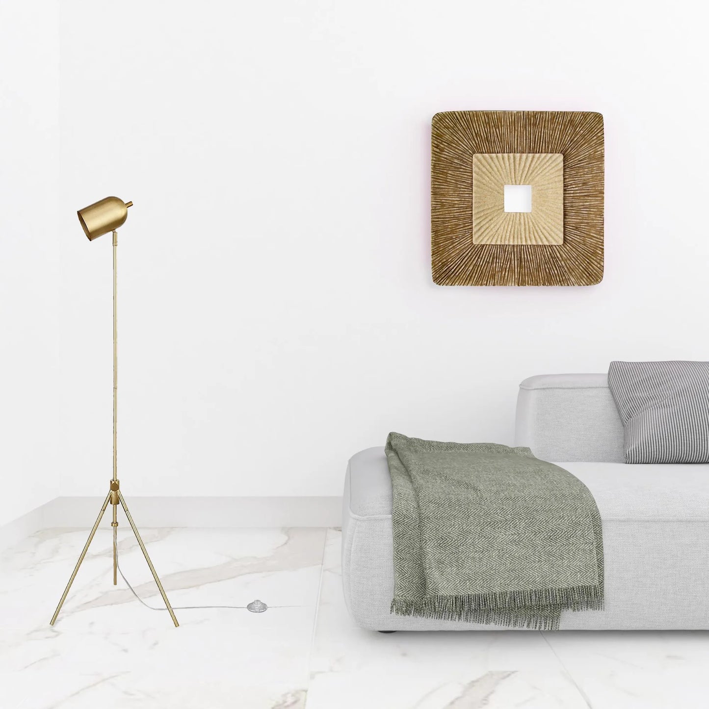 Contemporary Brass Tripod Floor Lamp