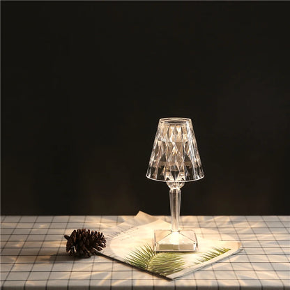 Diamond Glow: USB Rechargeable Touch Table Lamp
