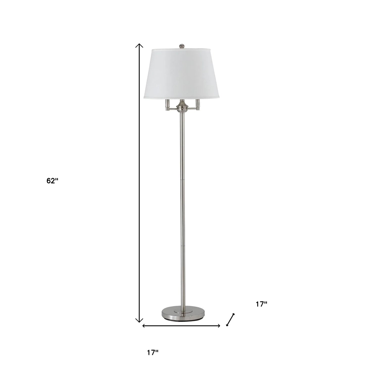 Nickel Four-Light Floor Lamp with Square Shade