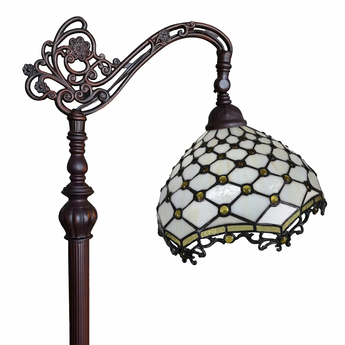 Brown & White Glass Bowl Floor Lamp