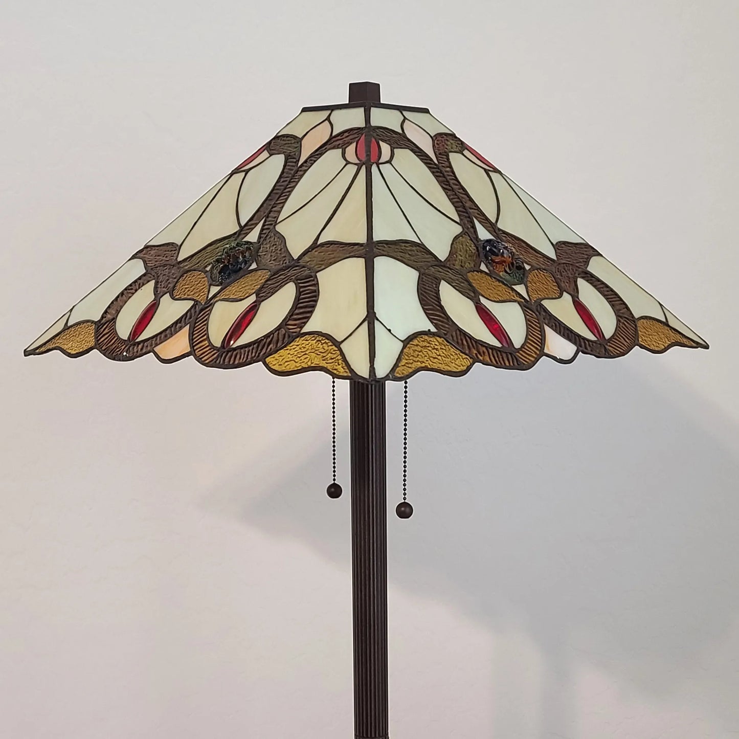 Dragonfly Glass Torchiere Floor Lamp