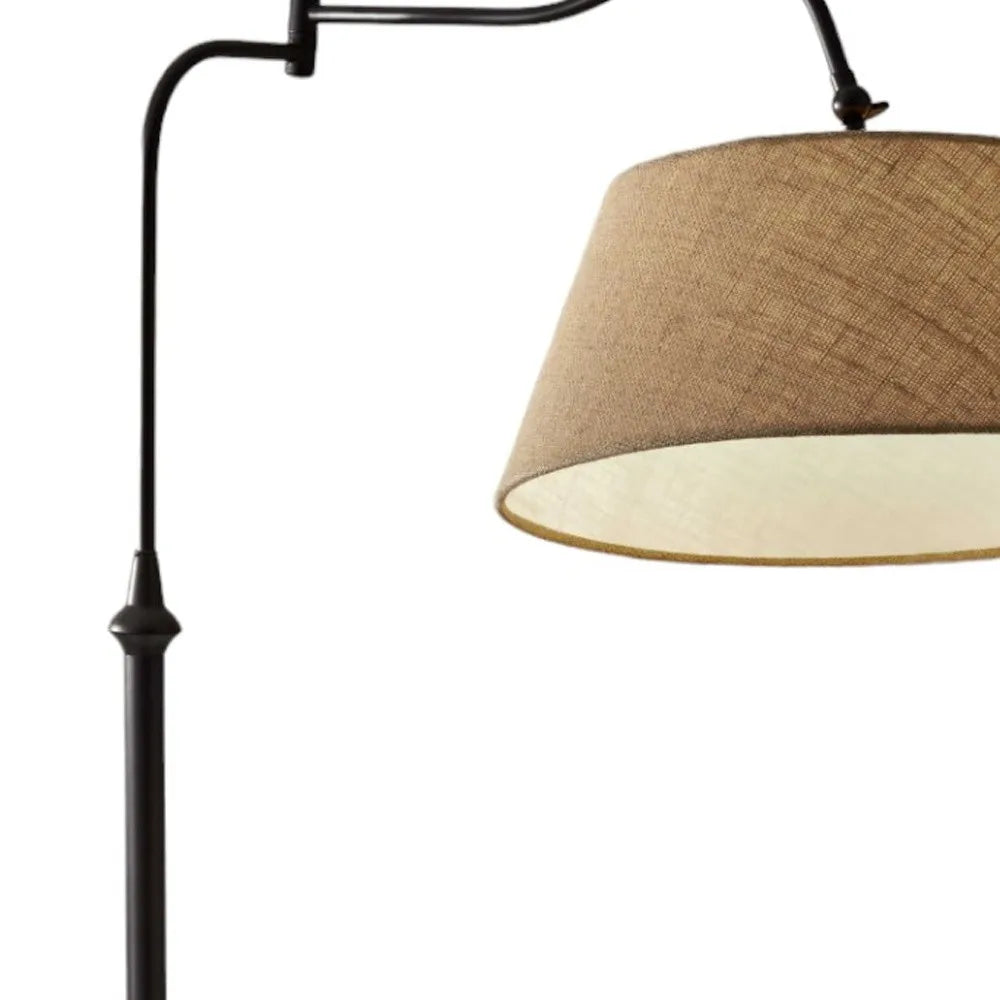 Bronze Arched Floor Lamp with Fabric Shade