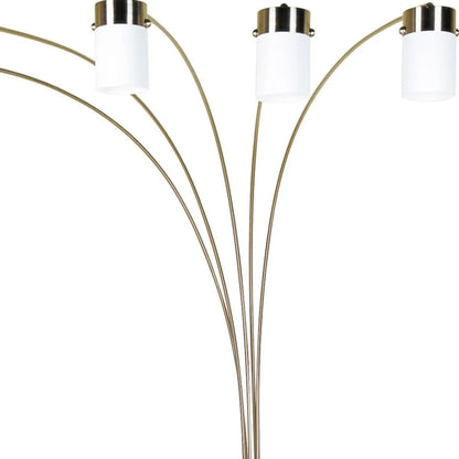 Five-Light Arched Floor Lamp with Gold and White Shade