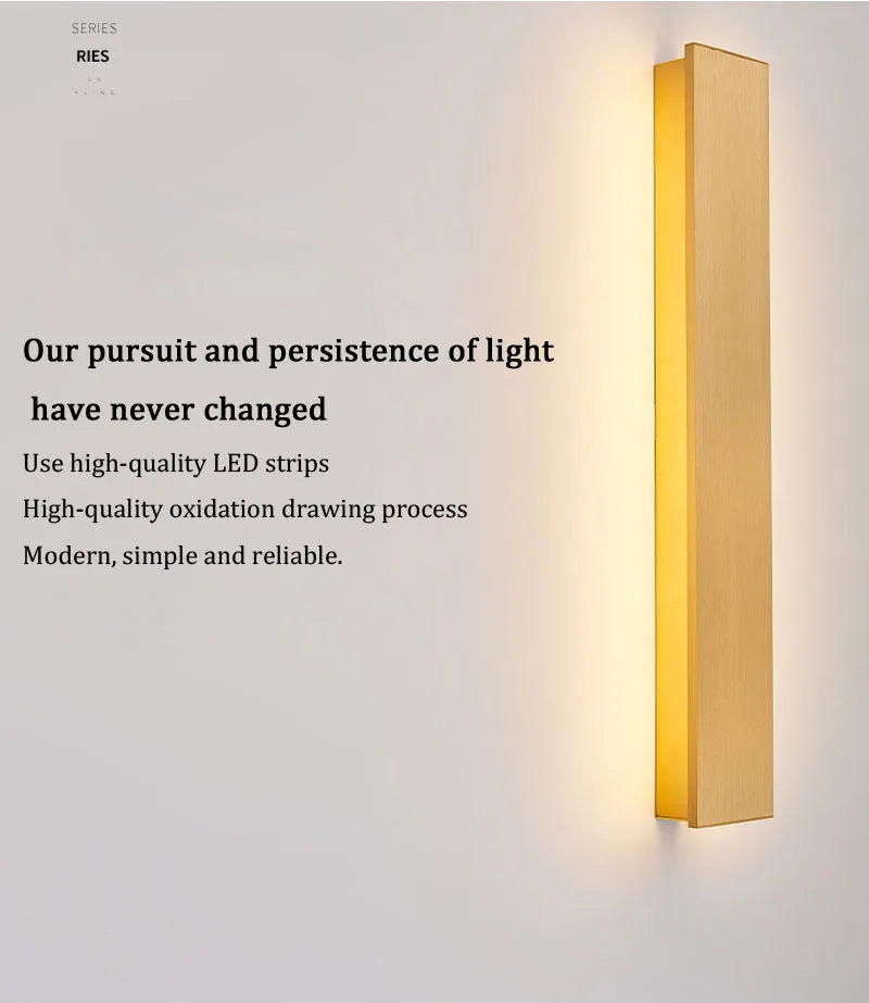 Gold Modern Long Wall Sconce for Bedroom & Hallway