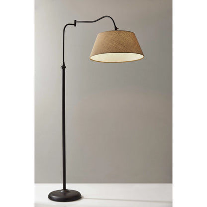 Bronze Arched Floor Lamp with Fabric Shade