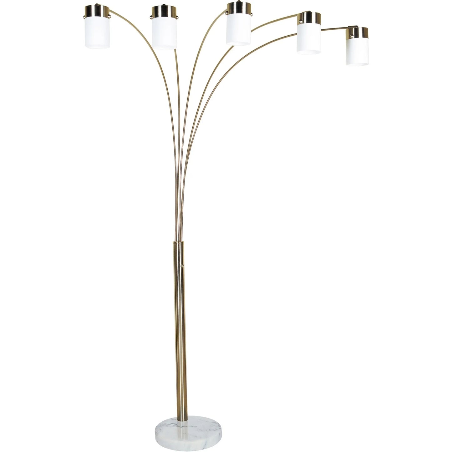 Five-Light Arched Floor Lamp with Gold and White Shade