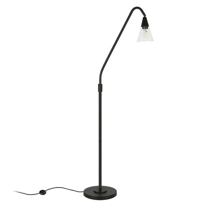 Black LED Floor Lamp with Glass Dome Shade