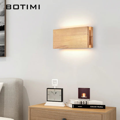 Nordic Wood Wall Sconce - Elegant Bedside Light
