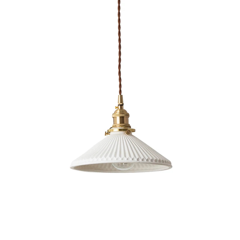 White Ceramic Brass Pendant Lights