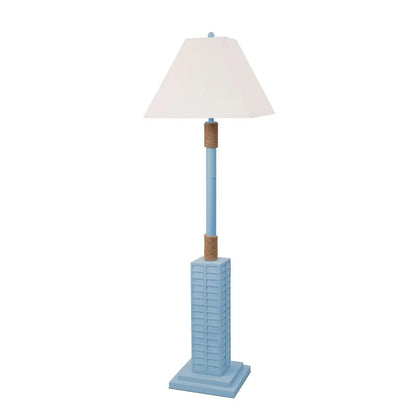 Minimalist Blue LED Floor Lamp with Linen Shade
