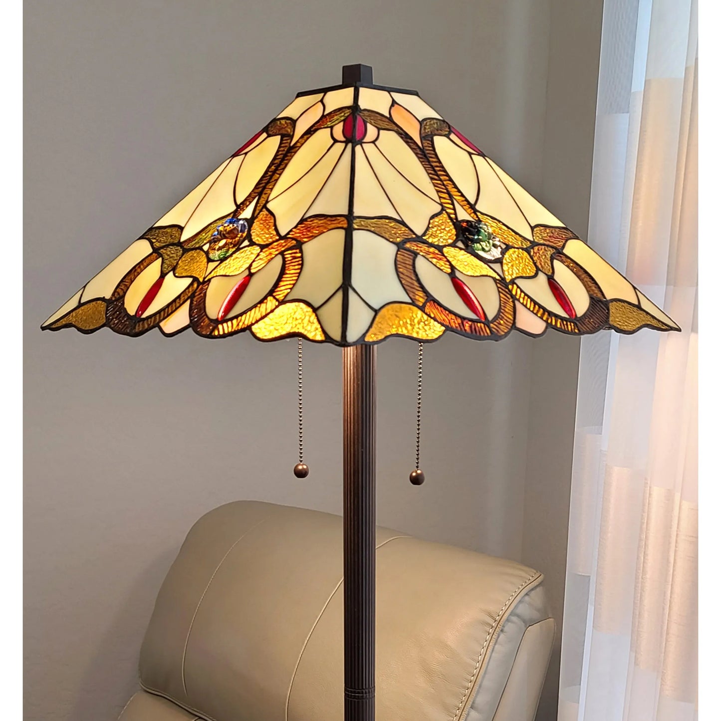 Dragonfly Glass Torchiere Floor Lamp