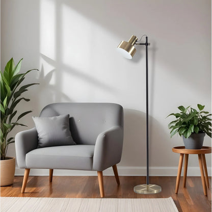 Modern Floor Lamp with Brass Metal Shade
