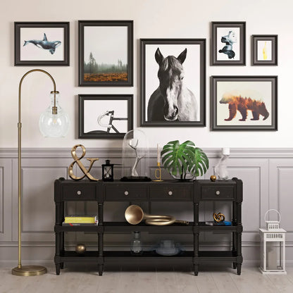 Brass Arched Floor Lamp with Glass Dome Shade