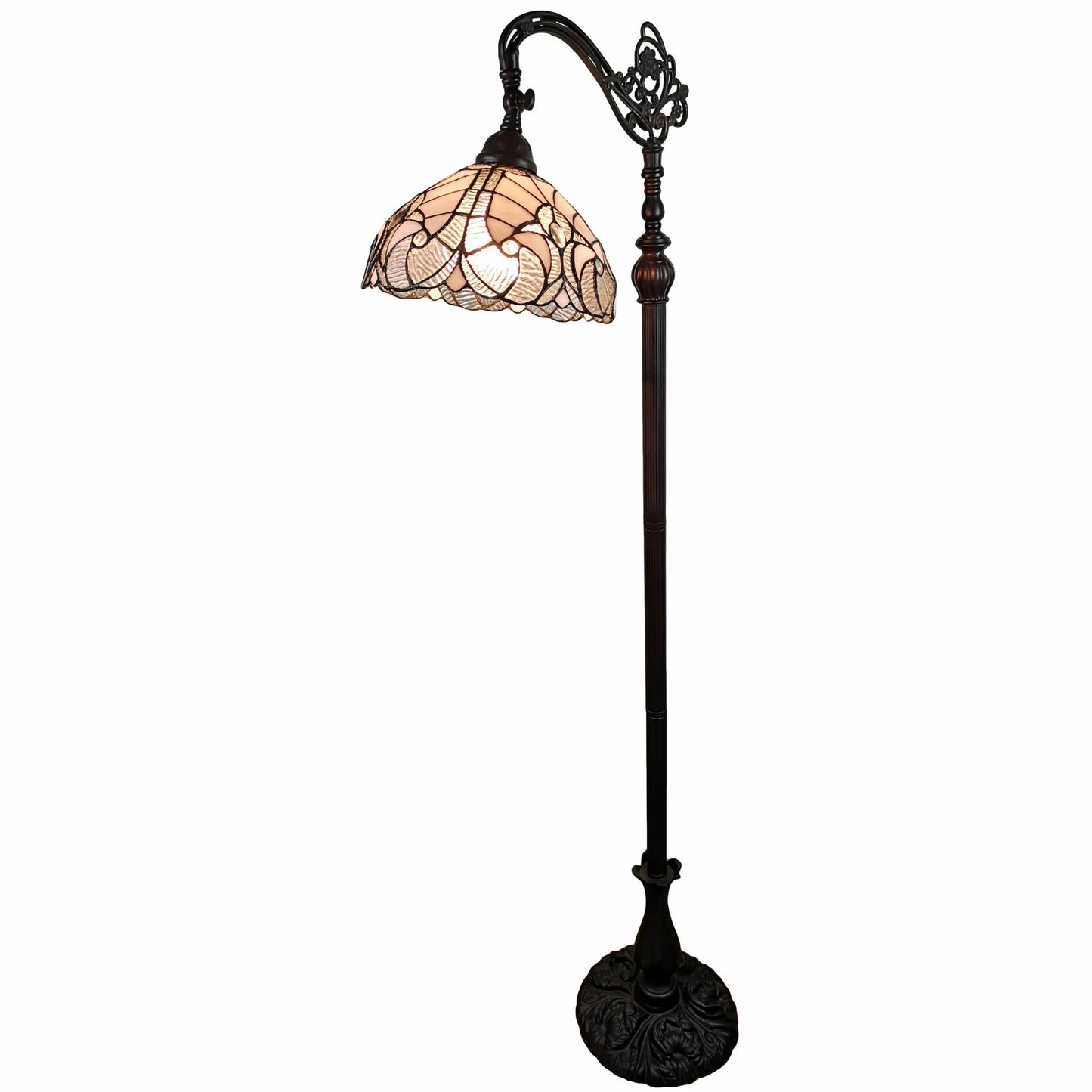 Modern LED Floor Lamp Brown and White Plastic Body