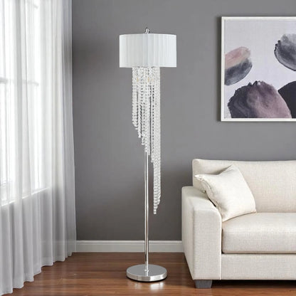 Clear and Silver Crystal Metal Floor Lamp