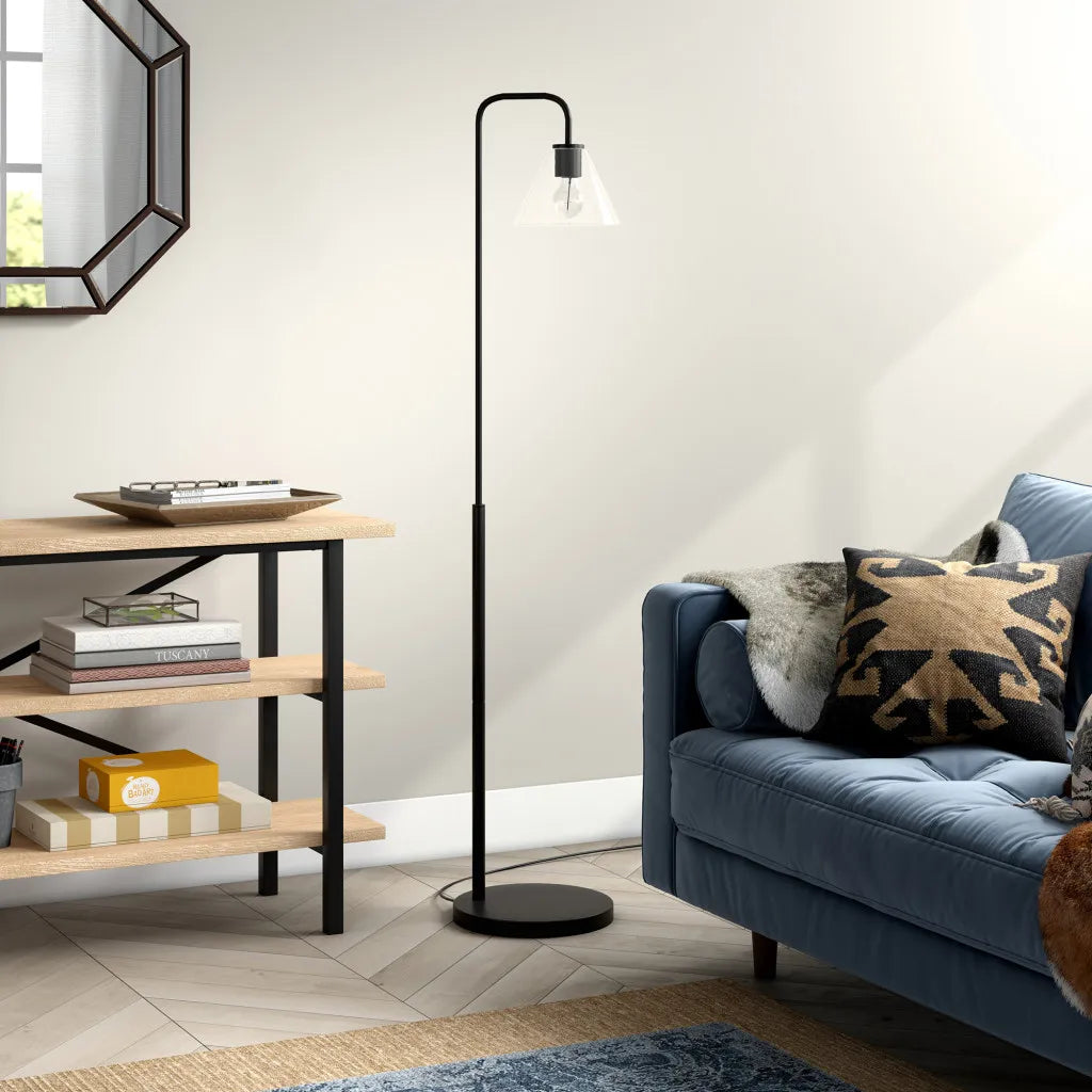Modern LED Floor Lamp Black Arc Design