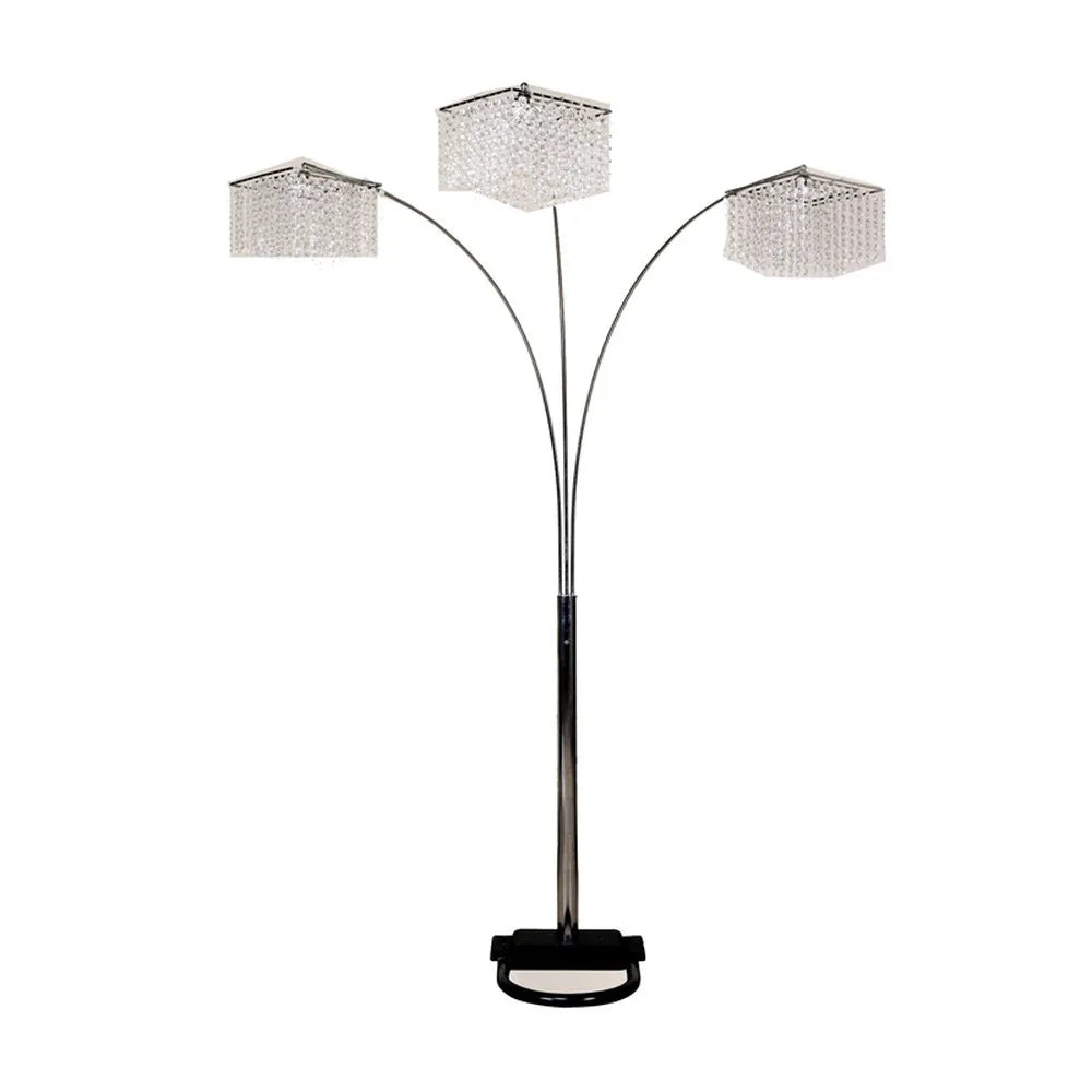Silver Three-Light Crystal Floor Lamp