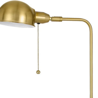 Brass Adjustable Floor Lamp with Dome Shade