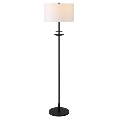 Traditional Black Floor Lamp with Frosted Glass Shade
