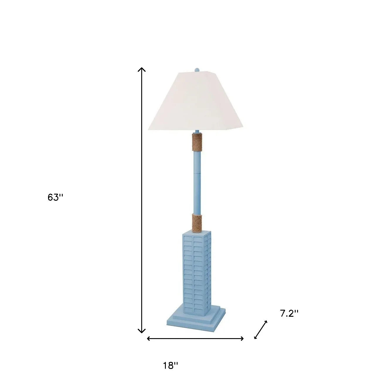Minimalist Blue LED Floor Lamp with Linen Shade