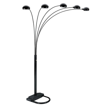 Black Five-Light Arc Floor Lamp