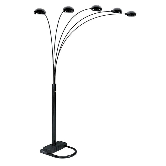 Black Five-Light Arc Floor Lamp