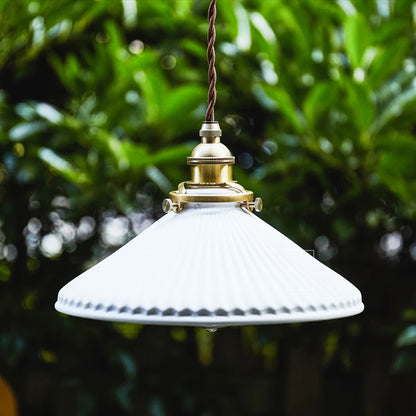 White Ceramic Brass Pendant Light