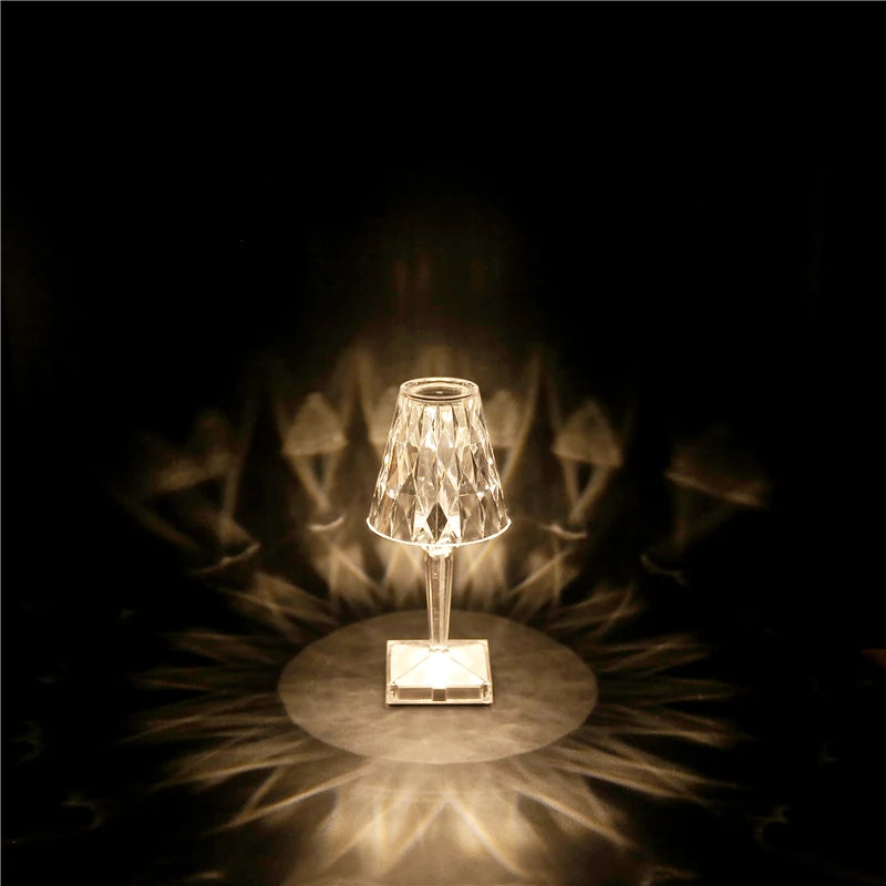 Diamond Glow: USB Rechargeable Touch Table Lamp