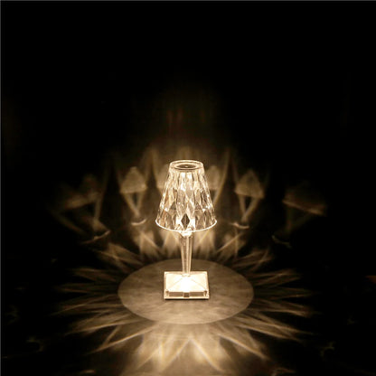 Diamond Glow: USB Rechargeable Touch Table Lamp