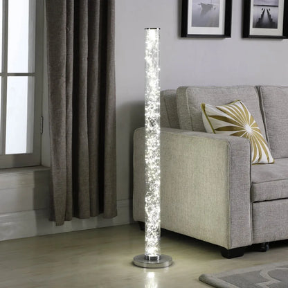 White Metal LED Column Floor Lamp