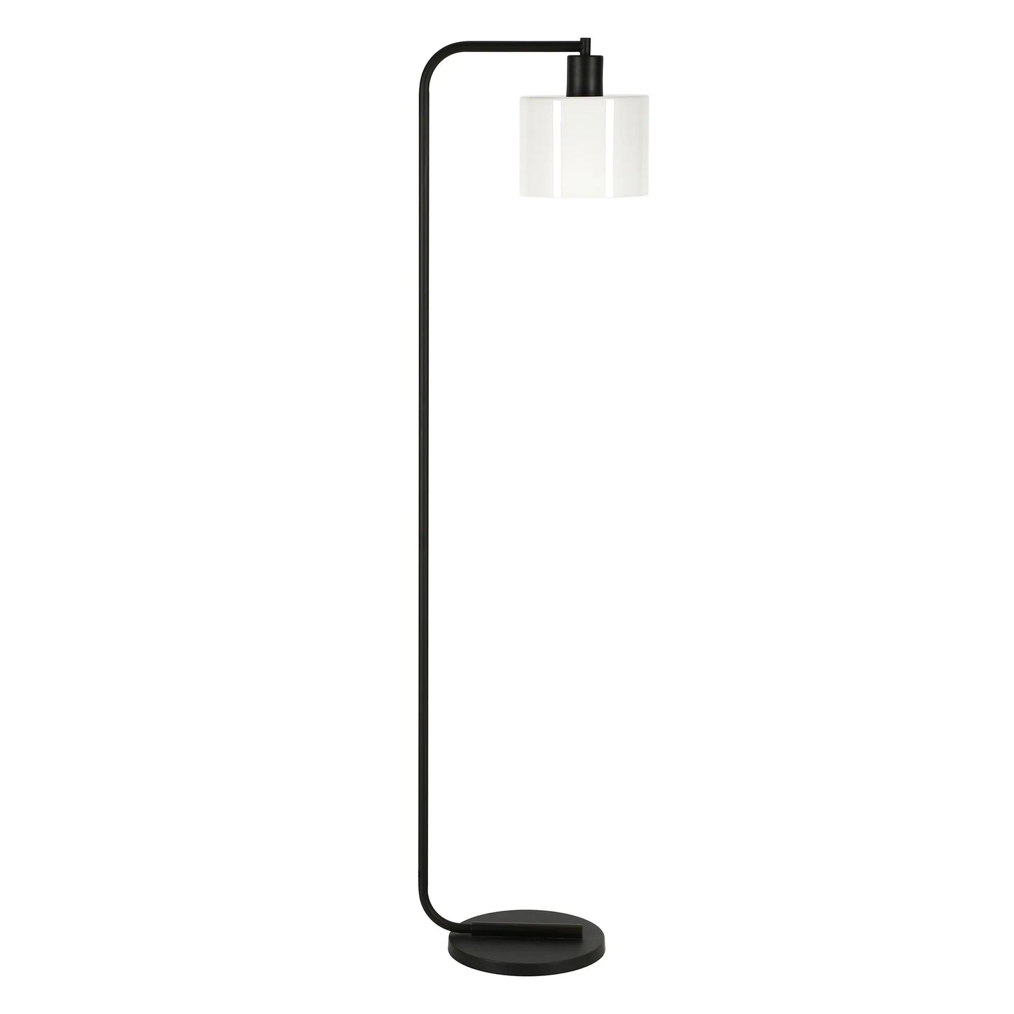 Black Arched Floor Lamp with Frosted Shade