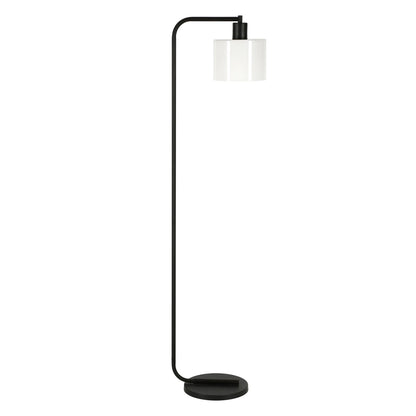 Black Arched Floor Lamp with Frosted Shade