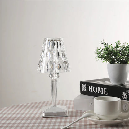 Diamond Glow: USB Rechargeable Touch Table Lamp