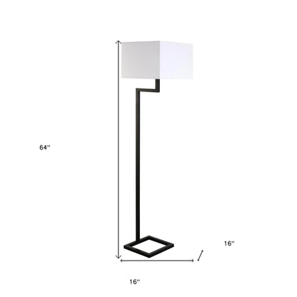 LED Floor Lamp Black with White Shade