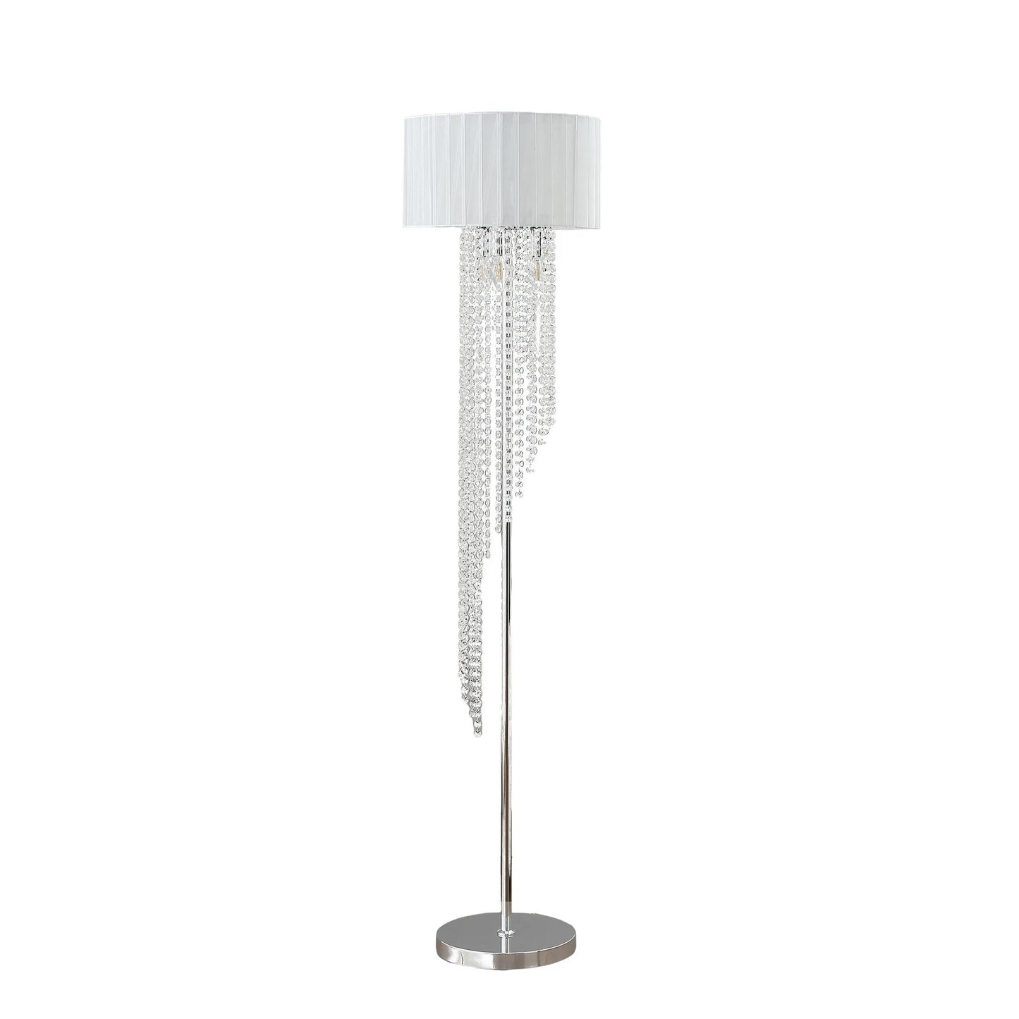 Clear and Silver Crystal Metal Floor Lamp