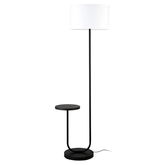Black Tray Table Floor Lamp with Frosted Shade