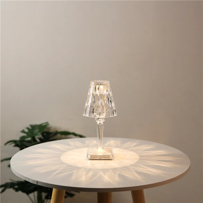 Diamond Glow: USB Rechargeable Touch Table Lamp