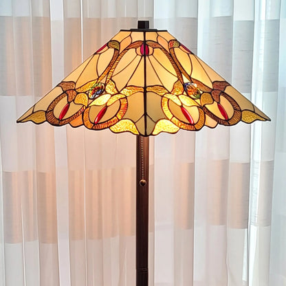 Dragonfly Glass Torchiere Floor Lamp